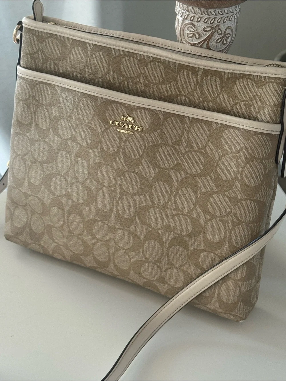 Coach Beige Signature Canvas Crossbody Bag